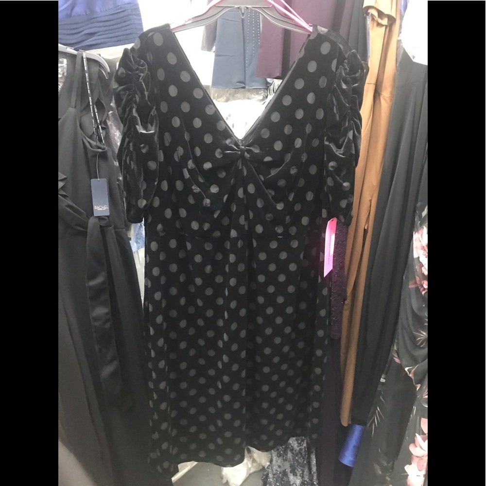 Betsy Johnson Plus Size Dot-print Sheath black,NWT - Picture 6 of 8